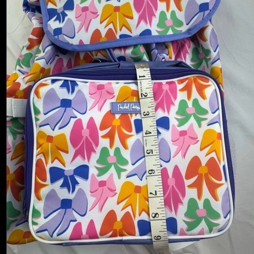 Packed Party Backpack Lunch Bag Water Bottle Set Rainbow Bow Print Padded Laptop
